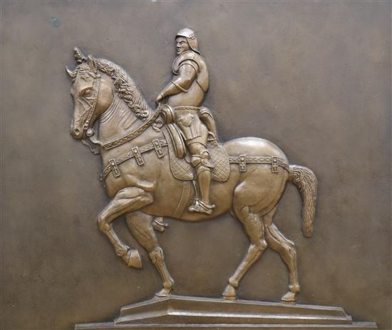 A plaque of knight on horseback 46.5 x 55cm